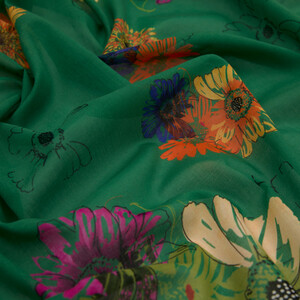 ipekevi - Green Single Bloom Cotton Scarf (1)