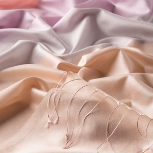 Hydrangea Pink Kushak Striped Silk Scarf - Thumbnail