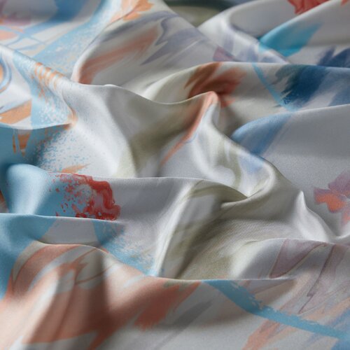 Ice Blue Crescent Twill Silk Scarf