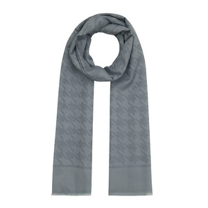 ipekevi - Ice Blue Houndstooth Cotton Silk Scarf (1)