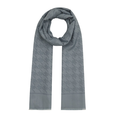 Ice Blue Houndstooth Cotton Silk Scarf