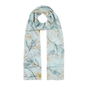 Ice Blue Magnolia Cotton Scarf - Thumbnail