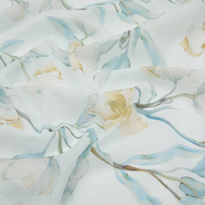 Ice Blue Magnolia Cotton Scarf - Thumbnail