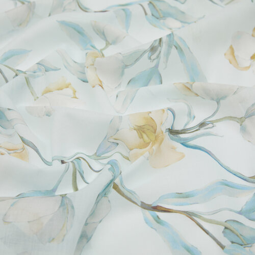 Ice Blue Magnolia Cotton Scarf