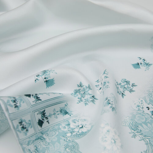 Ice Blue Mansion of Seniha Sultan Twill Silk Scarf