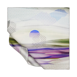 Ice White Purple Afternoon Twill Silk Scarf - Thumbnail