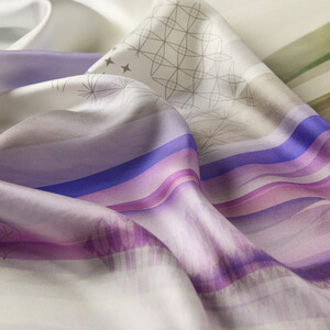 Ice White Purple Afternoon Twill Silk Scarf - Thumbnail