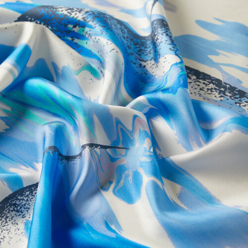 Indigo Crescent Twill Silk Scarf