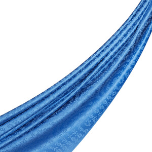 Indigo Golden Horn Pattern Silk Scarf Shawl - Thumbnail