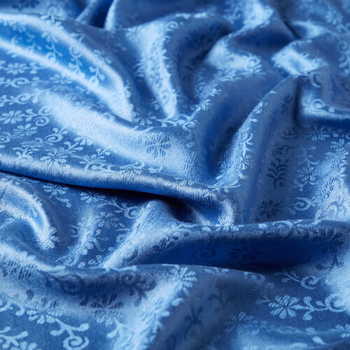 Indigo Golden Horn Pattern Silk Scarf Shawl