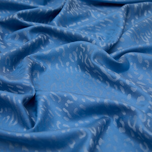 Indigo Leopard Jacquard Silk Scarf - Thumbnail