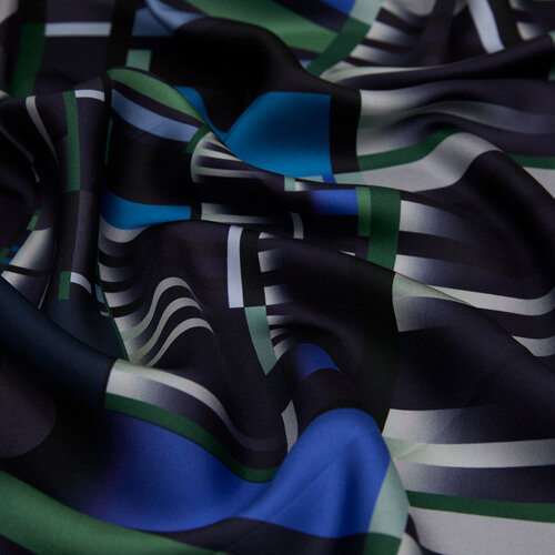 Indigo Minimalist Striped Twill Silk Scarf