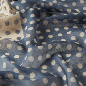 Indigo Mixed Print Wool Silk Scarf - Thumbnail