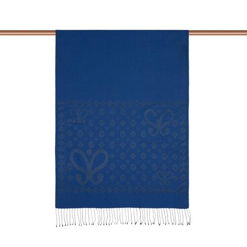 Indigo Semi Monogram Desenli İpek Şal