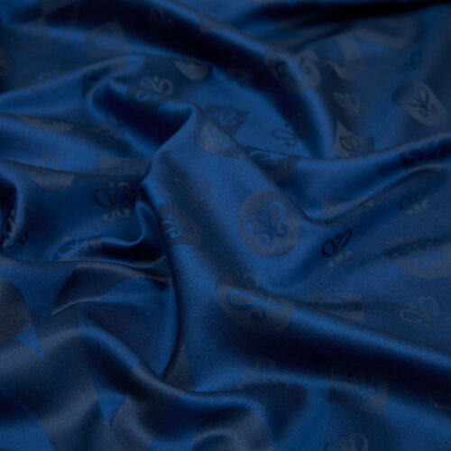 Indigo Semi Monogram Print Silk Scarf