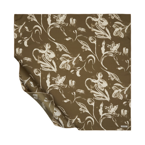 Khaki Hemerocallis Twill Sİlk Scarf