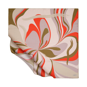 Khaki Powder Lav Twill Silk Scarf - Thumbnail