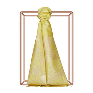 Lemon Yellow Lurex Spiral Silk Scarf - Thumbnail