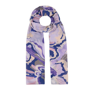 Lilac Purple Flower Marble Cotton Scarf - Thumbnail