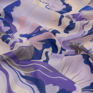 Lilac Purple Flower Marble Cotton Scarf - Thumbnail