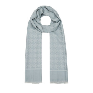 Magnetic Blue Houndstooth Cotton Silk Scarf - Thumbnail