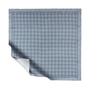 Metallic Blue Houndstooth Silk Twill Scarf - Thumbnail