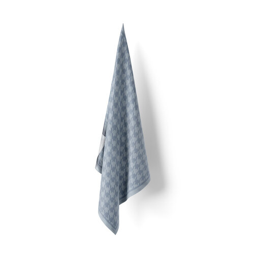 Metallic Blue Houndstooth Silk Twill Scarf