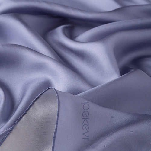 Metallic Blue Plain Silk Twill Scarf