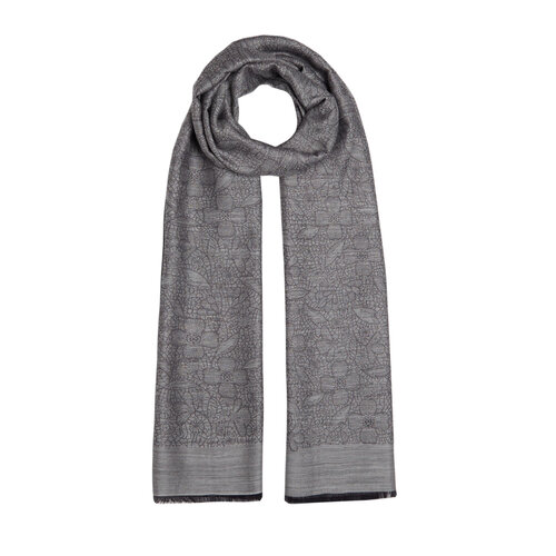 Metallic Silver Lace Vervain Print Scarf