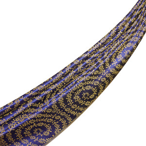 Midnight Blue Golden Horn Pattern Silk Scarf Shawl - Thumbnail