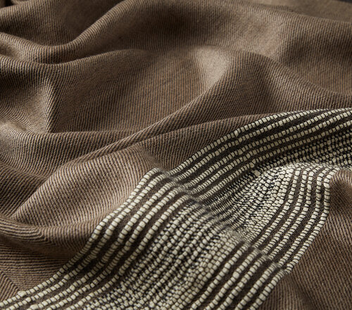 Milky Coffee Multi Stripe Wool Silk Scarf