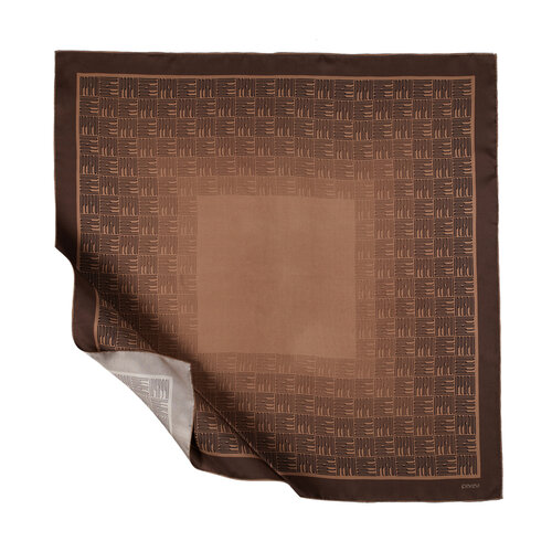 Milky Coffee Qufi Pattern Silk Twill Scarf