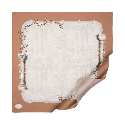 Milky Coffee The Garden of Juliet Twill Silk Scarf