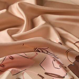 Mink Beige Trend Twill Silk Scarf - Thumbnail