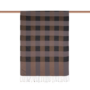 ipekevi - Mink Charcoal Buffalo Checked Silk Scarf (1)