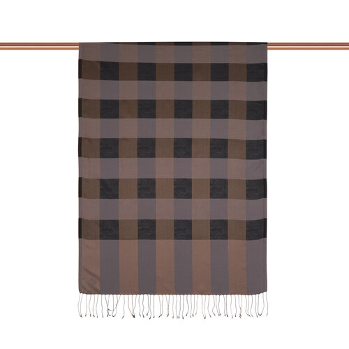 Mink Charcoal Buffalo Checked Silk Scarf