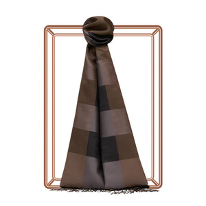 Mink Charcoal Buffalo Checked Silk Scarf - Thumbnail