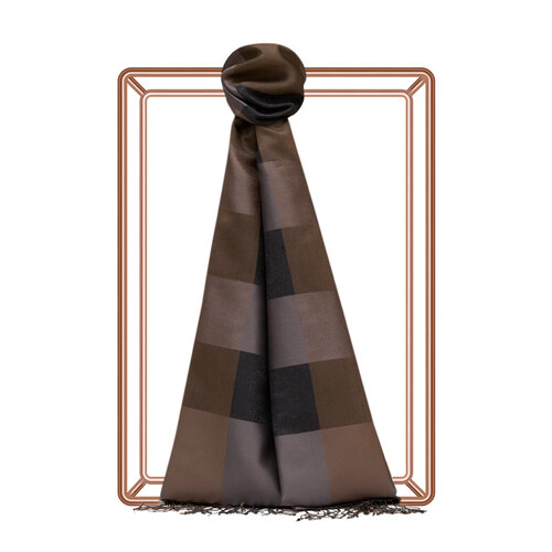 Mink Charcoal Buffalo Checked Silk Scarf