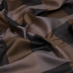 Mink Charcoal Buffalo Checked Silk Scarf - Thumbnail