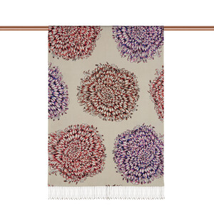 Mink Dahlia Print Silk Shawl - Thumbnail