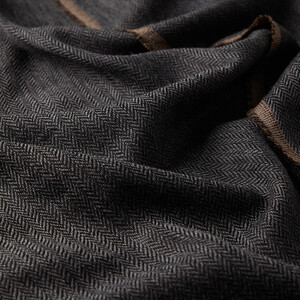 Mink Thin Herringbone Wool Scarf - Thumbnail