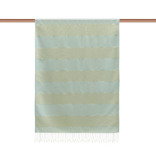 Mint Green Block Lurex Striped Silk Scarf