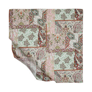 Mint Green Bohemian Pathcwork Twill Silk Scarf - Thumbnail