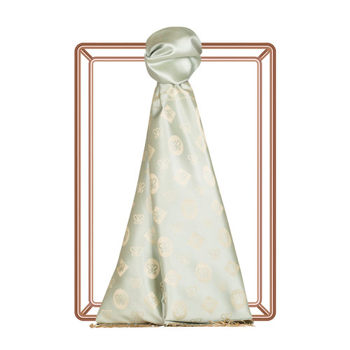 Mint Green Semi Monogram Print Silk Scarf