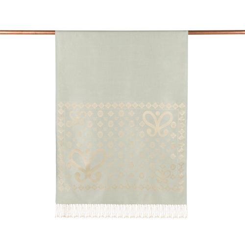 Mint Green Semi Monogram Print Silk Scarf