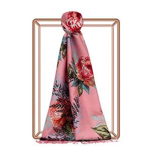 Misty Pink Moonlight Print Silk Scarf - Thumbnail