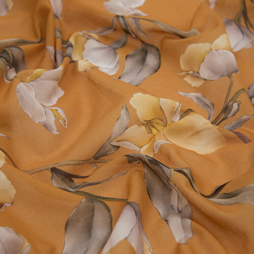 Mustard Yellow Magnolia Cotton Scarf