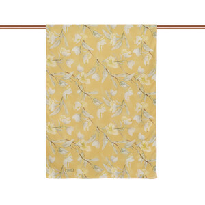 Mustard Yellow Magnolia Cotton Scarf - Thumbnail