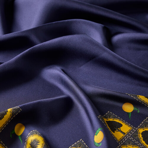 Navy Alhambra Twill Silk Scarf