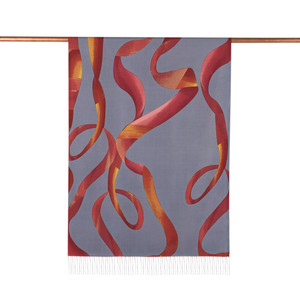 Navy Betta Print Silk Scarf - Thumbnail